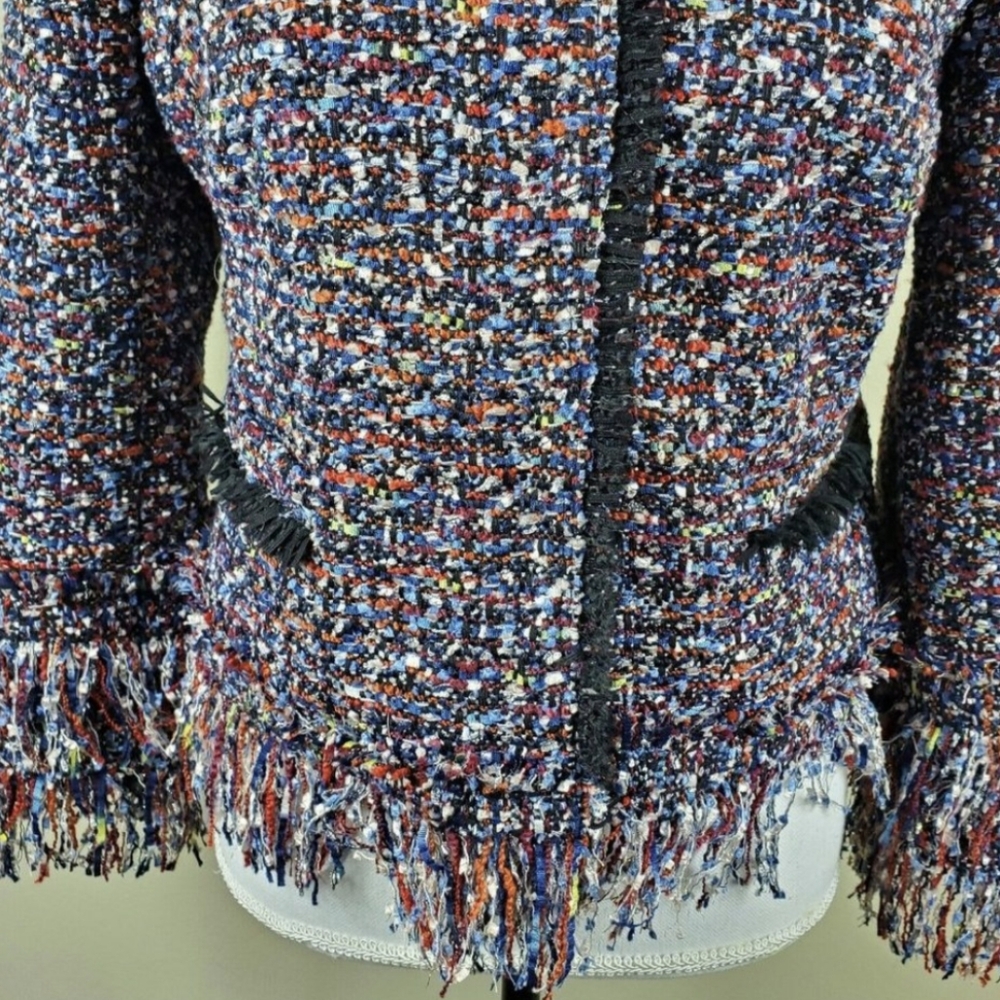 Ann Taylor Confetti Tweed Fringe Jacket Blazer XS - Picture 4 of 11